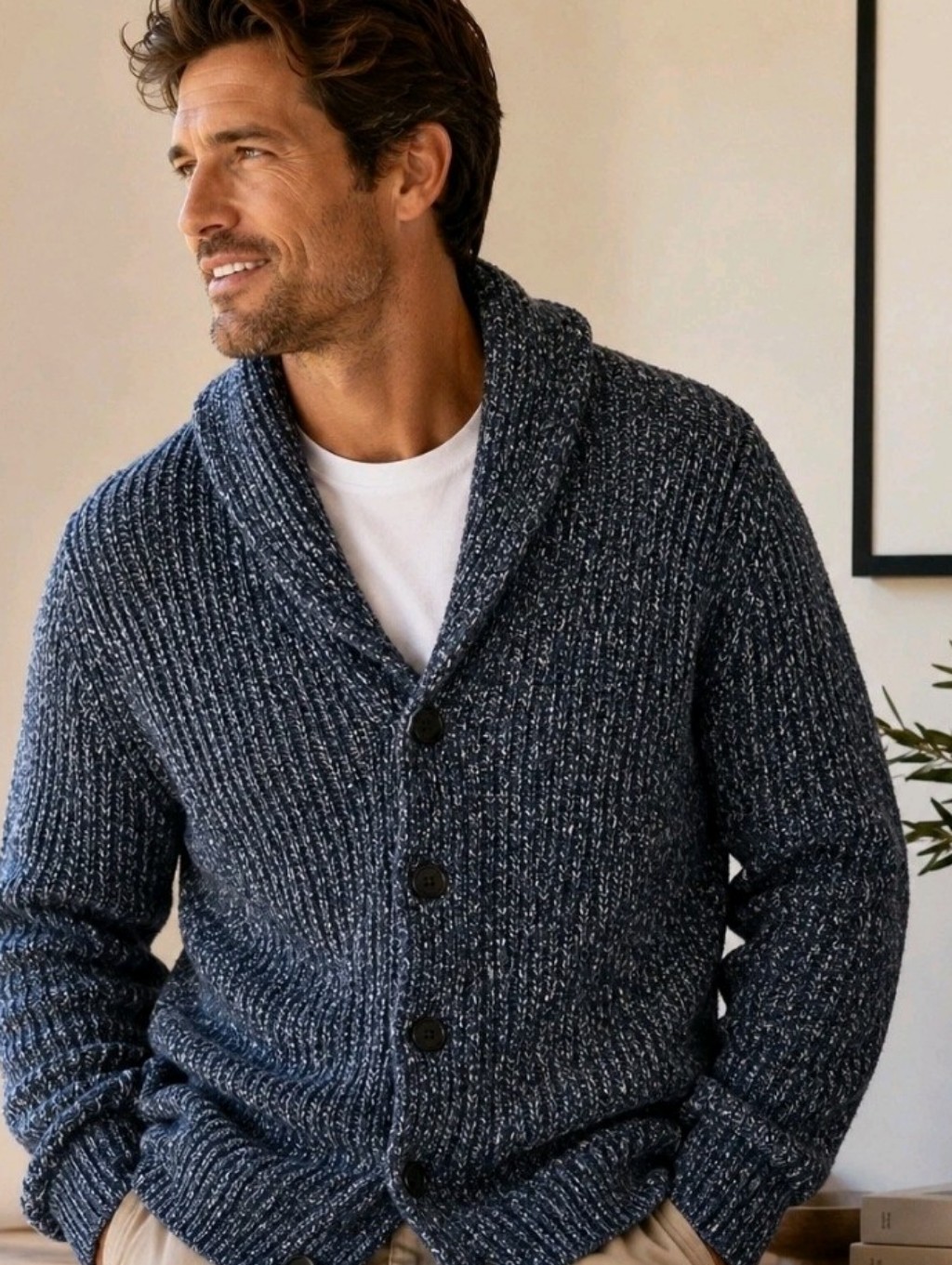 Banana Republic Wool Blend Shawl Collar Cardigan Blue